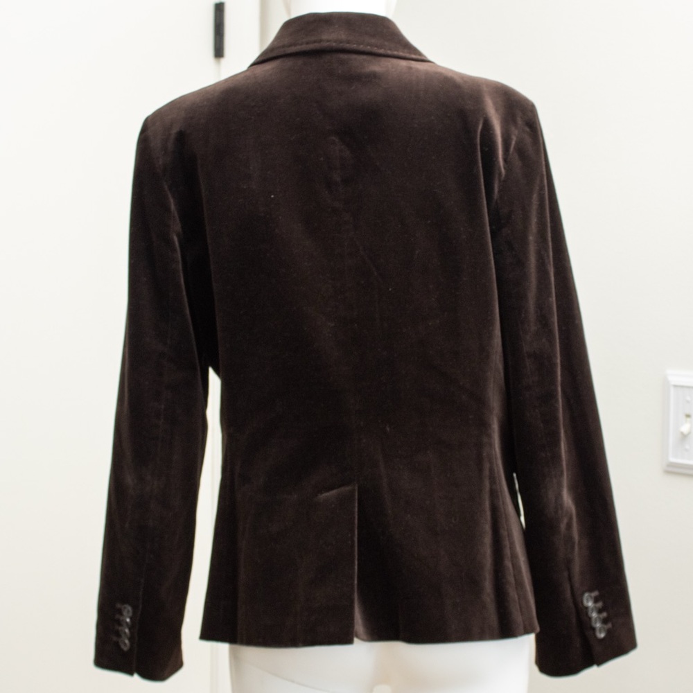 Ann Taylor Three Button Down Rich Brown Velvet Blazer Women’s Coat Petite Sz 10 - Picture 3 of 8